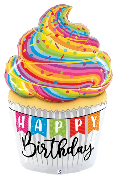 60" Foil Shape Packaged Special Delivery Birthday Cupcake Foil Balloon