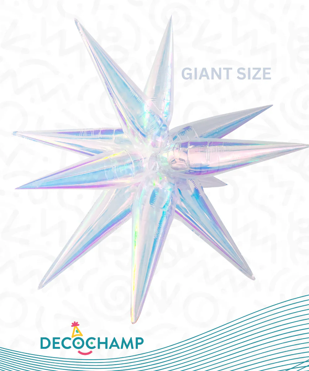 60" Airfill Decor Only Giant Decochamp Brand Starburst Iridescent Foil (12 Piece Kit) Balloon