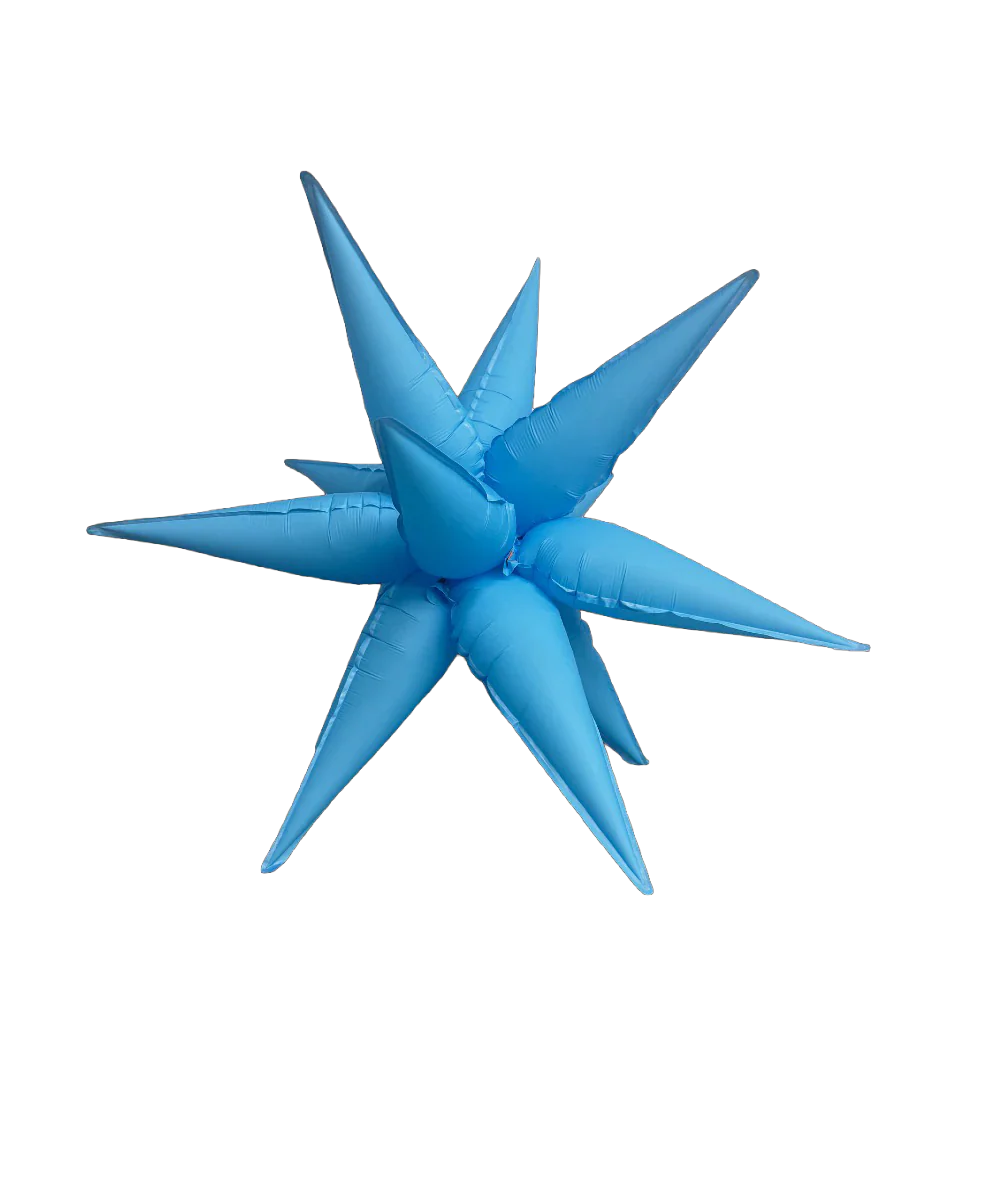 60" Airfill Only Neon Blue Deco Starburst (12 Piece Kit) Balloon