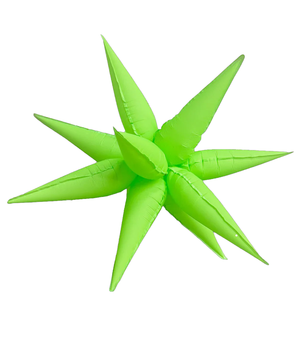 60" Airfill Only Neon Green Deco Starburst (12 Piece Kit) Balloon
