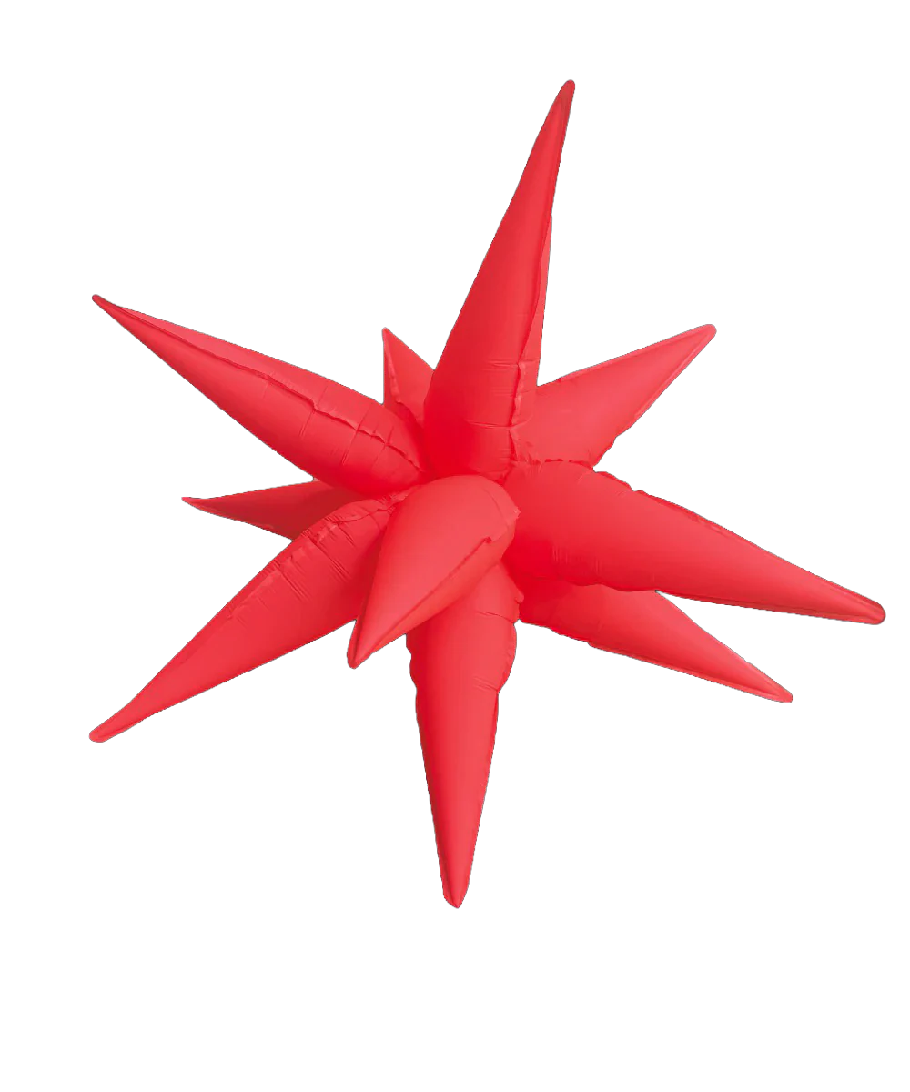 60" Airfill Only Neon Red Deco Starburst (12 Piece Kit) Balloon