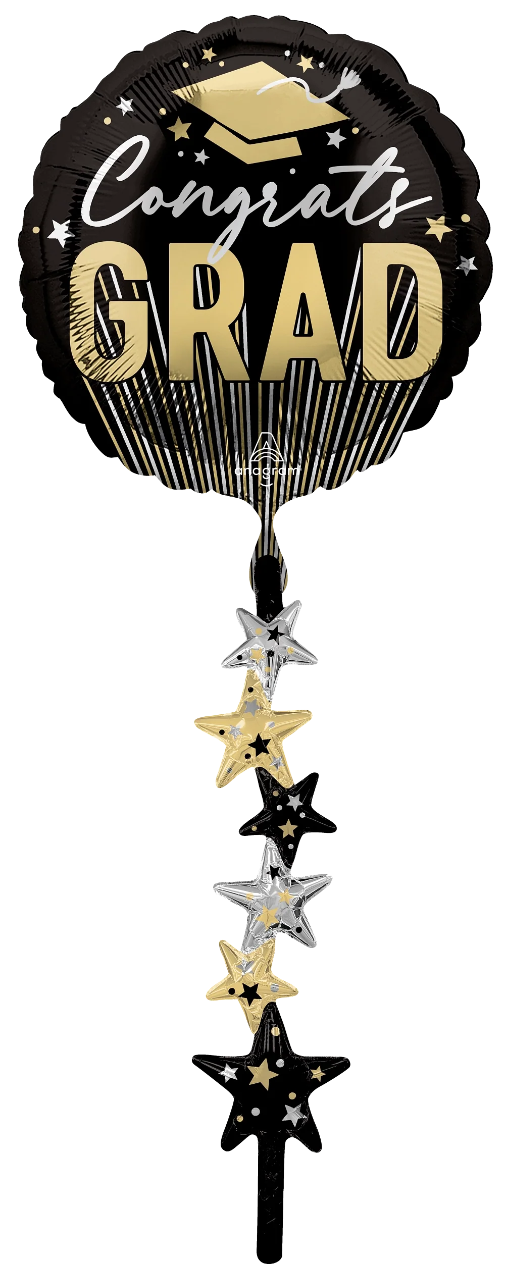 67" Airwalker Stripes on Stripes Grad Stars Foil Balloon