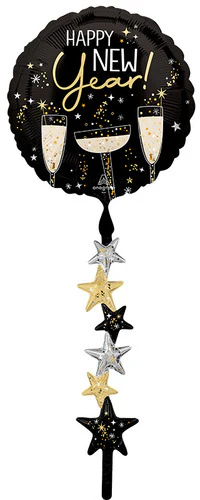 67" AirWalkers Bubbly New Year Foil Balloon