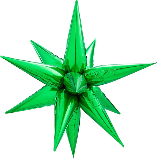 40" Airfill Decor Only Decochamp Brand Starburst Green Foil (12 Piece Kit) Balloon