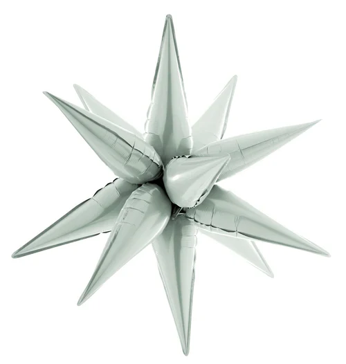 40" Airfill Decor Only Decochamp Brand Starburst Eucalyptus/ Grey Foil (12 Piece Kit) Balloon