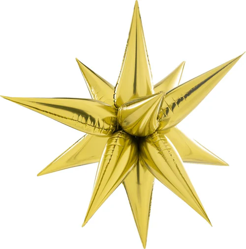 26" Airfill Decor Only Decochamp Brand Starburst Gold Foil (12 Piece Kit) Balloon