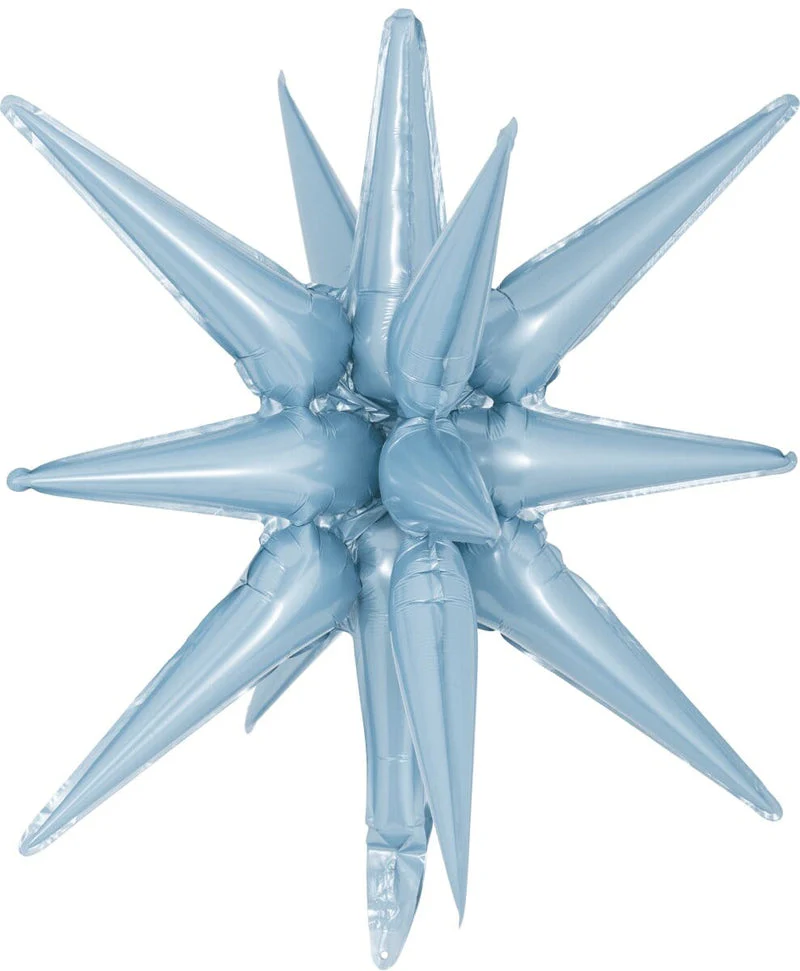22" Airfill Decor Only Decochamp Brand Starburst Light Blue Foil (One Piece) Balloon