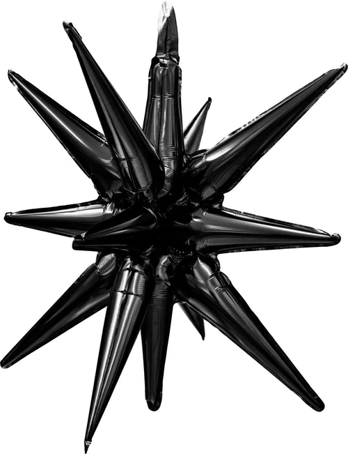 22" Airfill Decor Only Decochamp Brand Starburst Black Foil (One Piece) Balloon