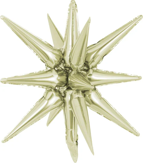 22" Airfill Decor Only Decochamp Brand Starburst White Gold/ Champagne Foil (One Piece) Balloon