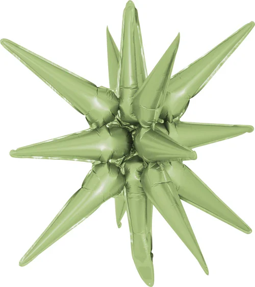22" Airfill Decor Only Decochamp Brand Starburst Olive Green Foil (One Piece) Balloon