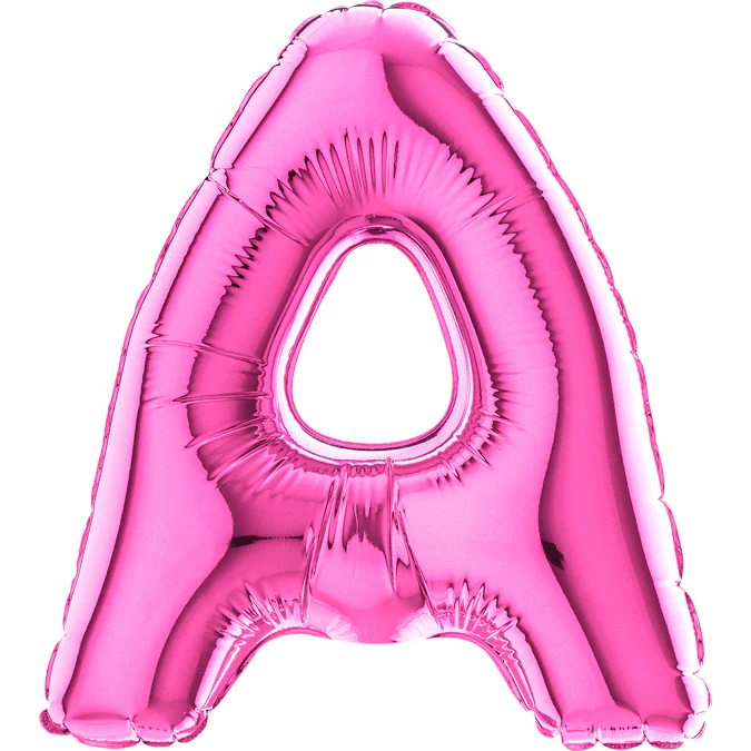7" Airfill Only (Sticks Sold Separately) (requires heat sealing) Letter A Fuschia Foil Balloon