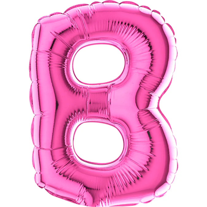 7" Airfill Only (Sticks Sold Separately) (requires heat sealing) Letter B Fuschia Foil Balloon