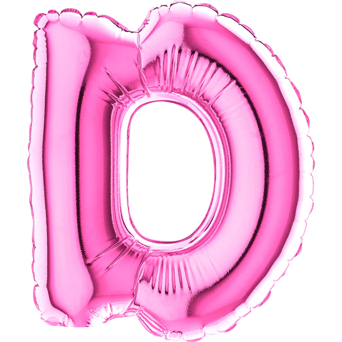 7" Airfill Only (Sticks Sold Separately) (requires heat sealing) Letter D Fuschia Foil Balloon