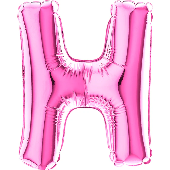 7" Airfill Only (Sticks Sold Separately) (requires heat sealing) Letter H Fuschia Foil Balloon