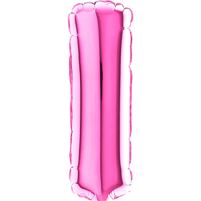 7" Airfill Only (Sticks Sold Separately) (requires heat sealing) Letter I Fuschia Foil Balloon