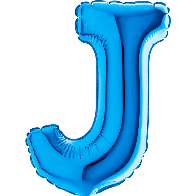 7" Airfill Only (Sticks Sold Separately) (requires heat sealing) Letter J Blue Foil Balloon