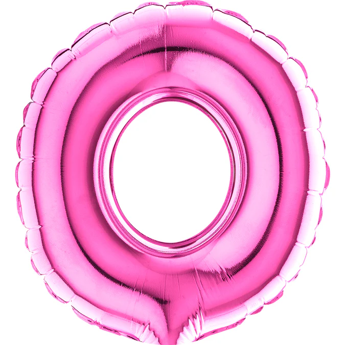 7" Airfill Only (Sticks Sold Separately) (requires heat sealing) Letter O Fuschia Foil Balloon