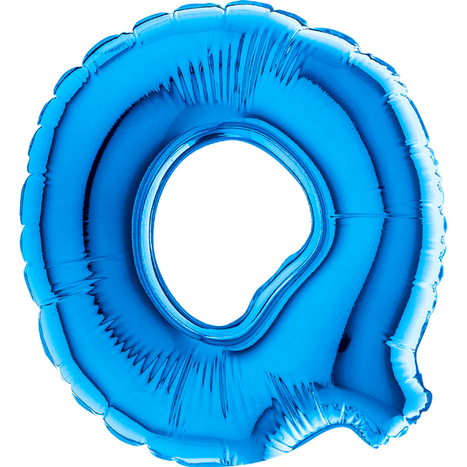 7" Airfill Only (Sticks Sold Separately) (requires heat sealing) Letter Q Blue Foil Balloon