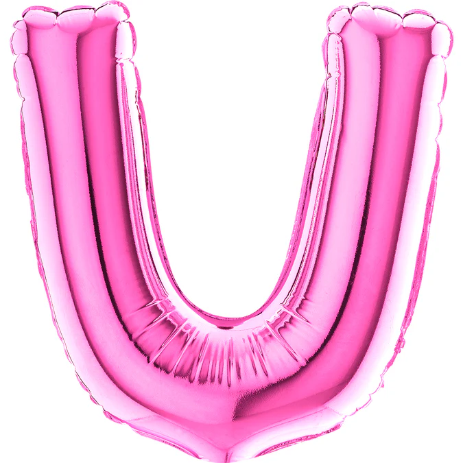 7" Airfill Only (Sticks Sold Separately) (requires heat sealing) Letter U Fuschia Foil Balloon
