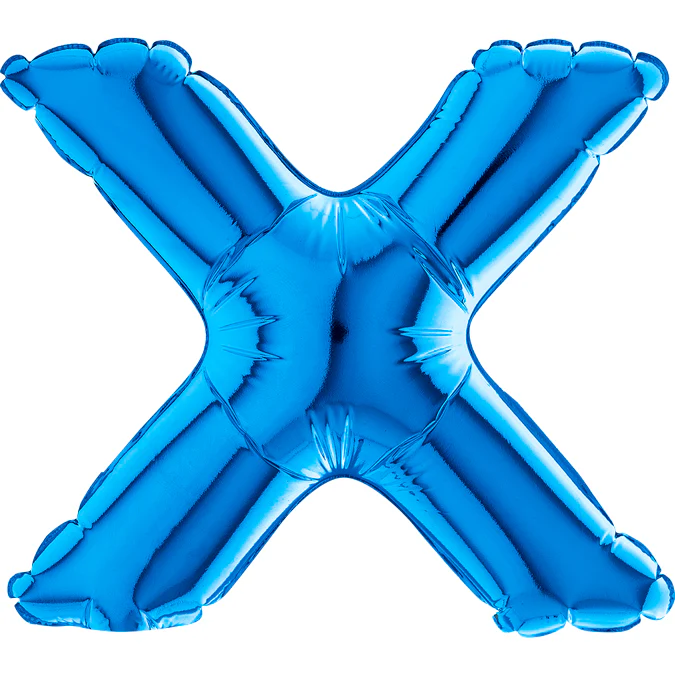 7" Airfill Only (Sticks Sold Separately) (requires heat sealing) Letter X Blue Foil Balloon