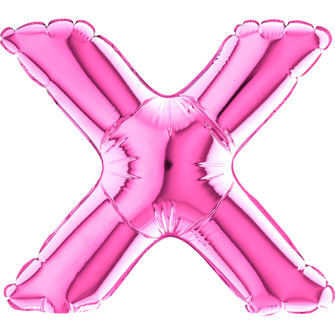 7" Airfill Only (Sticks Sold Separately) (requires heat sealing) Letter X Fuschia Foil Balloon