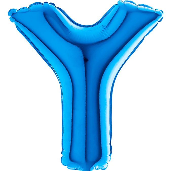 7" Airfill Only (Sticks Sold Separately) (requires heat sealing) Letter Y Blue Foil Balloon