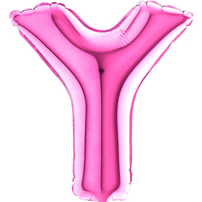 7" Airfill Only (Sticks Sold Separately) (requires heat sealing) Letter Y Fuschia Foil Balloon