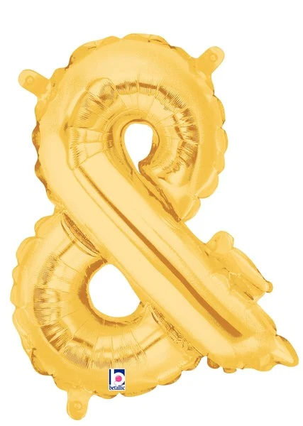 7" Airfill Only (Sticks Sold Separately) (requires heat sealing) Megaloon Jr. Letter Balloons Ampersand Gold