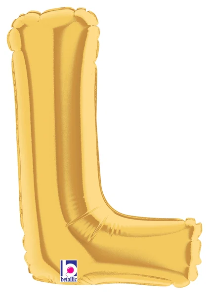 7" Airfill Only (Sticks Sold Separately) (requires heat sealing) Megaloon Jr. Letter Balloons L Gold