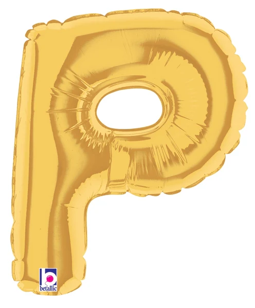 7" Airfill Only (Sticks Sold Separately) (requires heat sealing) Megaloon Jr. Letter Balloons P Gold