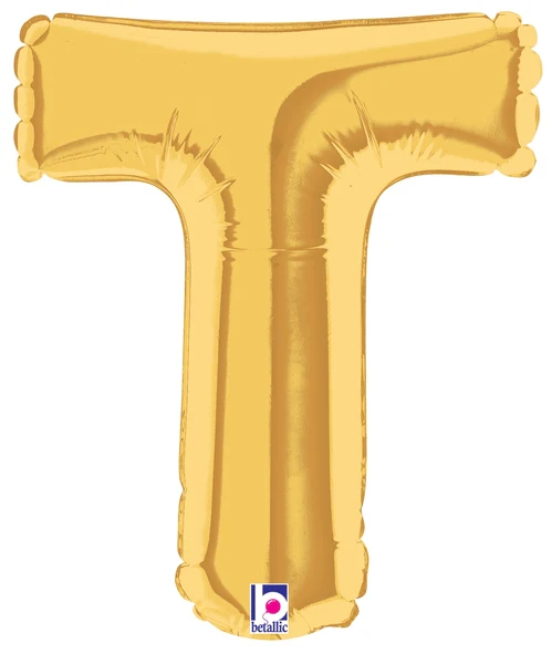 7" Airfill Only (Sticks Sold Separately) (requires heat sealing) Megaloon Jr. Letter Balloons T Gold