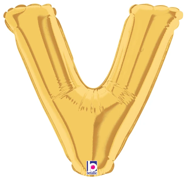 7" Airfill Only (Sticks Sold Separately) (requires heat sealing) Megaloon Jr. Letter Balloons V Gold