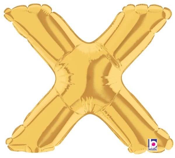 7" Airfill Only (Sticks Sold Separately) (requires heat sealing) Megaloon Jr. Letter Balloons X Gold