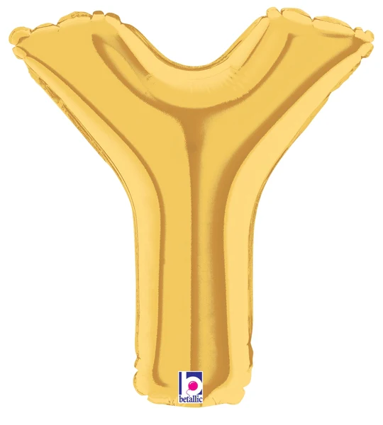 7" Airfill Only (Sticks Sold Separately) (requires heat sealing) Megaloon Jr. Letter Balloons Y Gold