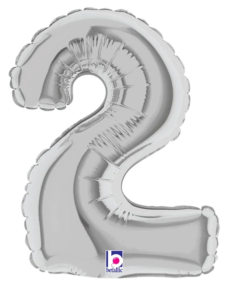 7" Airfill Only (Sticks Sold Separately) (requires heat sealing) Megaloon Jr. Number Balloon 2 Silver