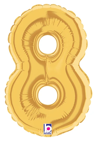 7" Airfill Only (Sticks Sold Separately) (requires heat sealing) Megaloon Jr. Number Balloon 8 Gold