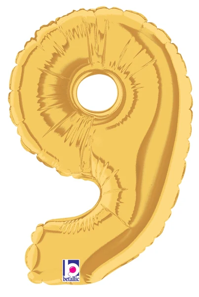 7" Airfill Only (Sticks Sold Separately) (requires heat sealing) Megaloon Jr. Number Balloon 9 Gold