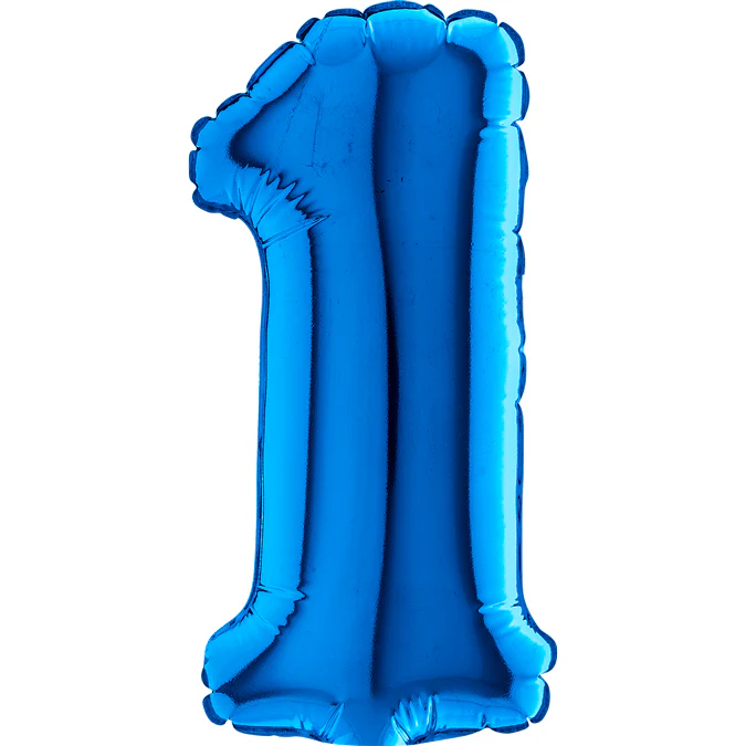 7" Airfill Only (Sticks Sold Separately) (requires heat sealing) Number Balloon 1 Blue