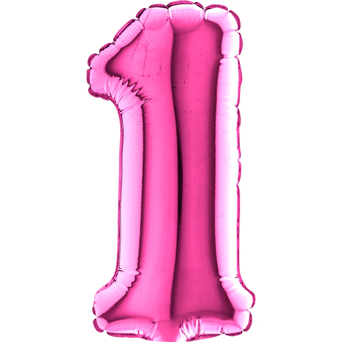 7" Airfill Only (Sticks Sold Separately) (requires heat sealing) Number Balloon 1 Fuschia