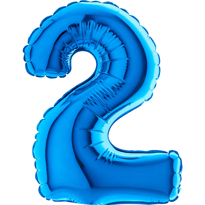 7" Airfill Only (Sticks Sold Separately) (requires heat sealing) Number Balloon 2 Blue