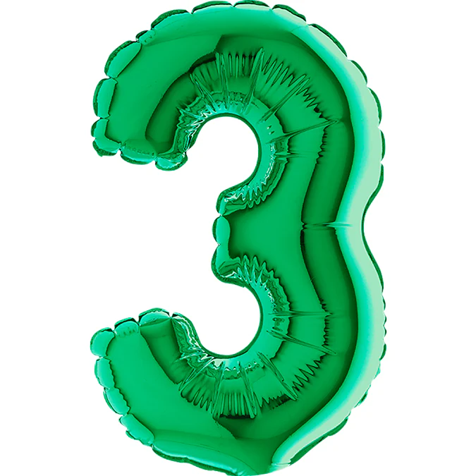 7" Airfill Only (Sticks Sold Separately) (requires heat sealing) Number Balloon 3 Green