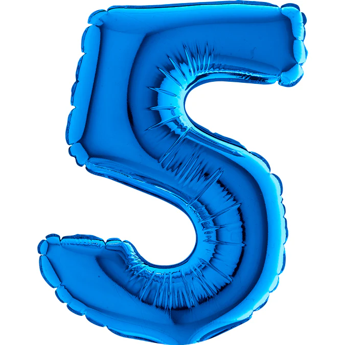 7" Airfill Only (Sticks Sold Separately) (requires heat sealing) Number Balloon 5 Blue