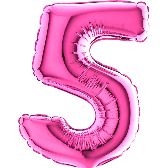 7" Airfill Only (Sticks Sold Separately) (requires heat sealing) Number Balloon 5 Fuschia