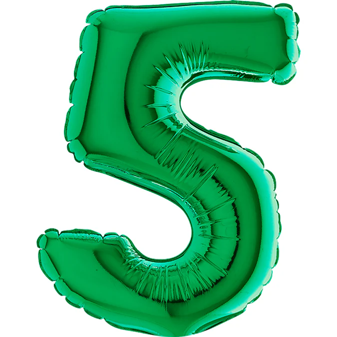 7" Airfill Only (Sticks Sold Separately) (requires heat sealing) Number Balloon 5 Green