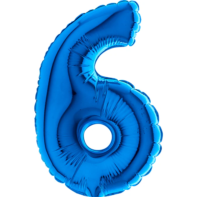 7" Airfill Only (Sticks Sold Separately) (requires heat sealing) Number Balloon 6 Blue