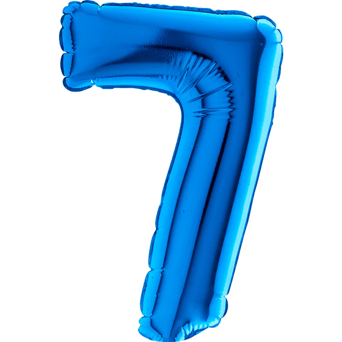 7" Airfill Only (Sticks Sold Separately) (requires heat sealing) Number Balloon 7 Blue