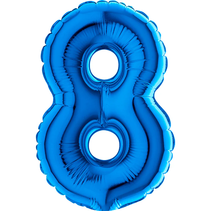 7" Airfill Only (Sticks Sold Separately) (requires heat sealing) Number Balloon 8 Blue
