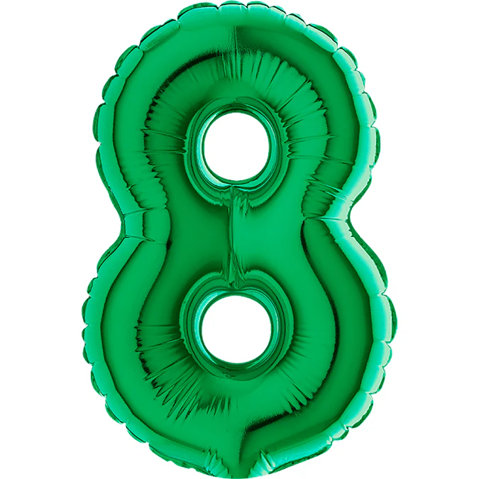 7" Airfill Only (Sticks Sold Separately) (requires heat sealing) Number Balloon 8 Green