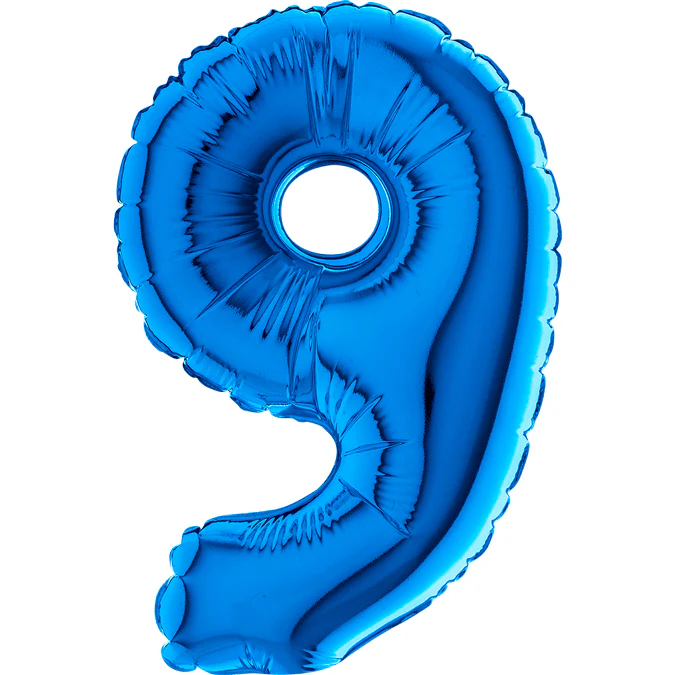 7" Airfill Only (Sticks Sold Separately) (requires heat sealing) Number Balloon 9 Blue