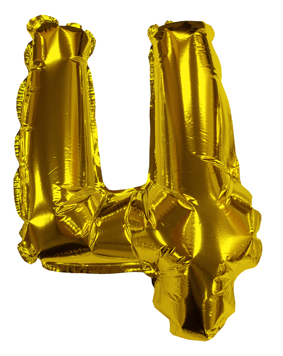 8" Airfill Only (Sticks Sold Separately) Gold #4 Shape Self Sealing Valve Foil Balloon